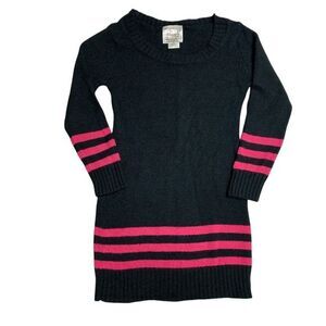 Black Winter Bodycon Sweater Dress Pink Stripe Tunic Length Shirt Top Dress 6X
